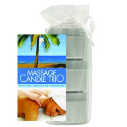 Earthly body massage candle trio gift bag - 2 oz skinny dip, dreamsicle, and polynesia