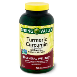 Spring Valley Standardized Extract Turmeric Curcumin Vegetarian Capsules;  500 mg;  250 Count