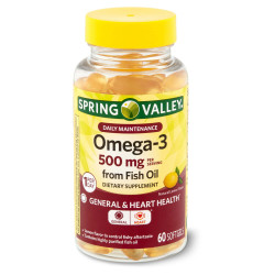 Spring Valley Omega-3 Fish OilÃ¢â‚¬Â  Softgels;  500 mg;  60 Count