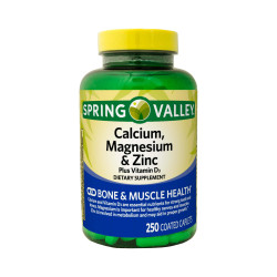 Spring Valley Calcium;  Magnesium & Zinc Plus Vitamin D3 Caplets Dietary Supplement;  250 Count